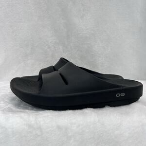 Oofos Ooahh Slide Sandals Womens 10 Men 8 Black Recovery Slip On Comfort Shoes